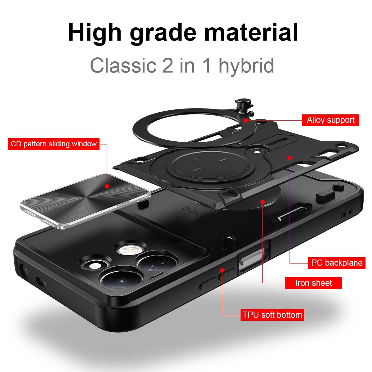 For Redmi 17 5G / 4G Global 170mm CD Texture Sliding Camshield Magnetic Holder Phone Case - Red - EDA007113818C