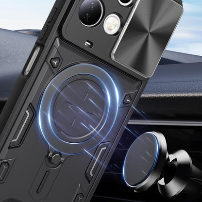 For Redmi 17 5G / 4G Global 170mm CD Texture Sliding Camshield Magnetic Holder Phone Case - Red - EDA007113818C