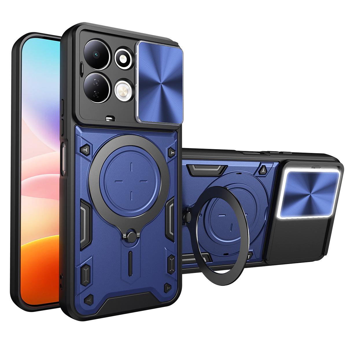 For Redmi 17 5G / 4G Global 170mm CD Texture Sliding Camshield Magnetic Holder Phone Case - Blue - EDA007113818D
