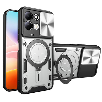 For Redmi 17 5G / 4G Global 170mm CD Texture Sliding Camshield Magnetic Holder Phone Case - Silver - EDA007113818E