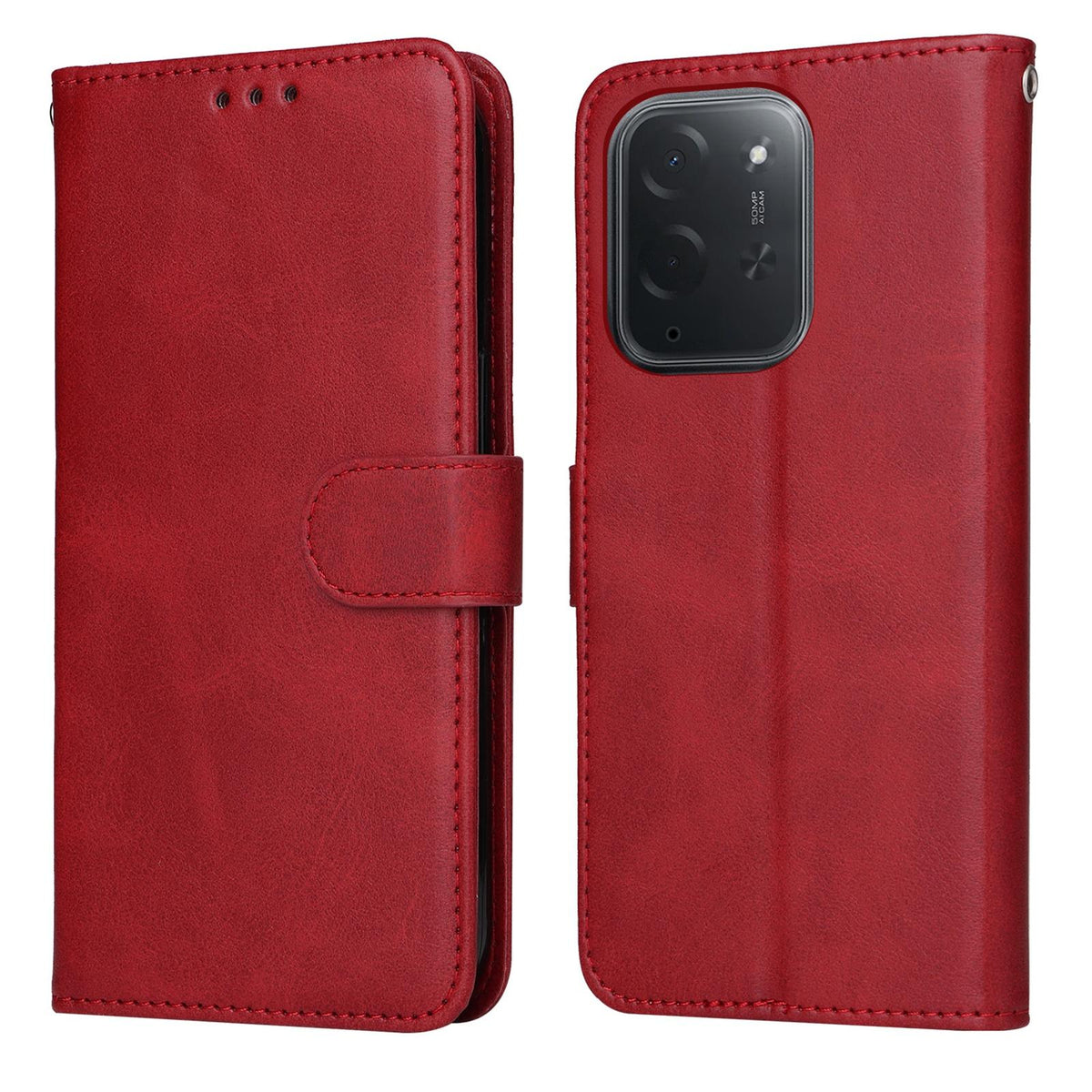 For Xiaomi Poco C95 Pro Classic Calf Texture Flip Leather Phone Case - Red - EDA007115917C