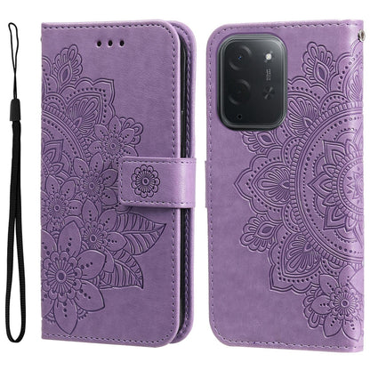 For Xiaomi Poco C95 Pro Seven-petal Flowers Embossing Leather Phone Case - Light Purple - EDA007116717A