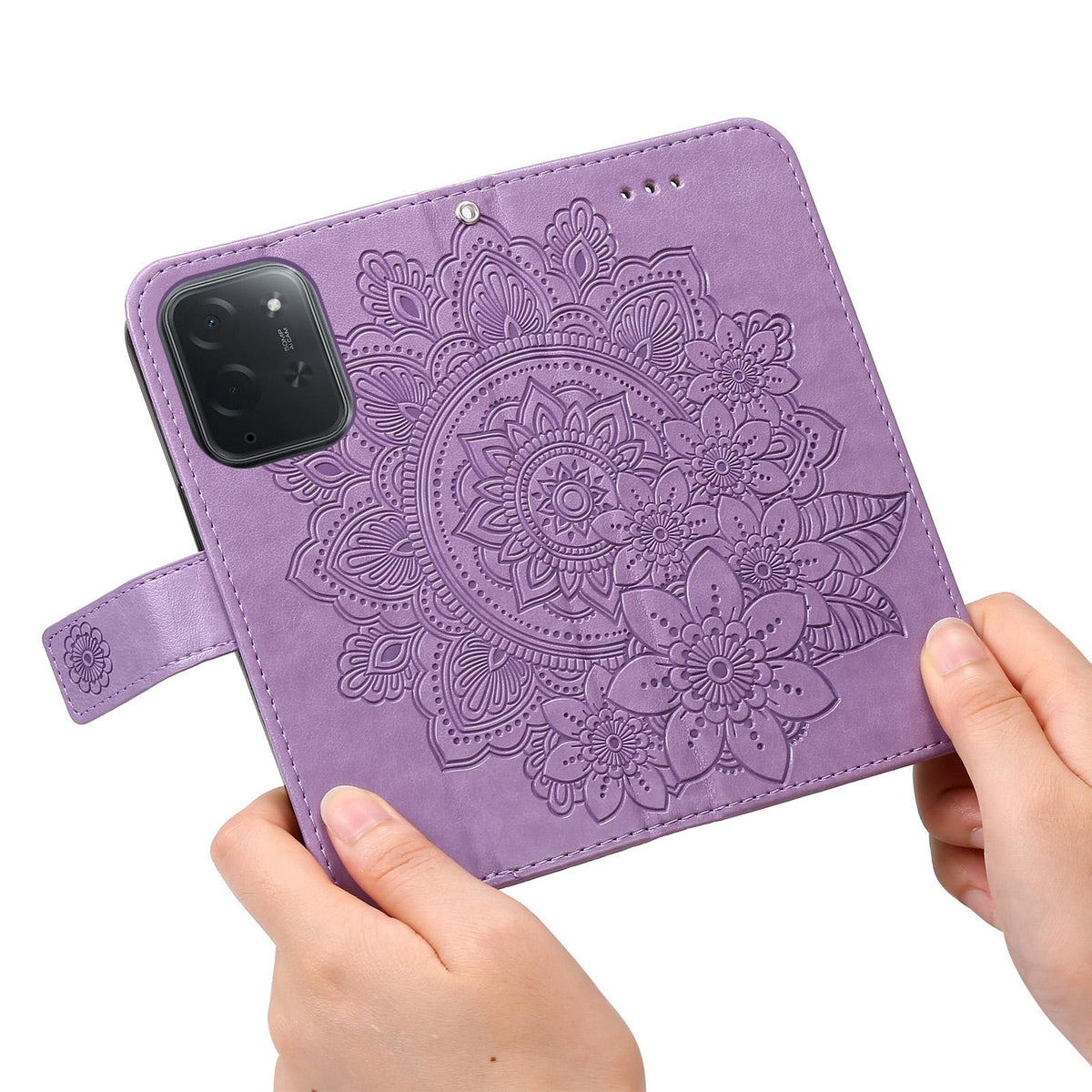 For Xiaomi Poco C95 Pro Seven-petal Flowers Embossing Leather Phone Case - Light Purple - EDA007116717A