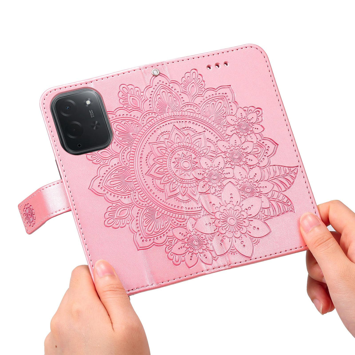 For Xiaomi Poco C95 Pro Seven-petal Flowers Embossing Leather Phone Case - Rose Gold - EDA007116717E