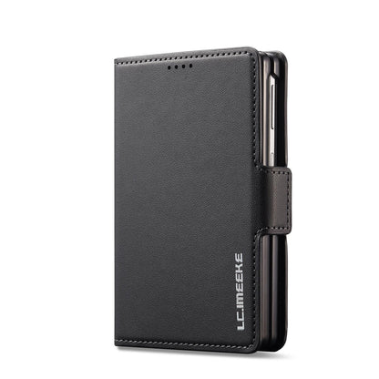 For Galaxy Z Fold8 5G LC.IMEEKE L1 Series Frosted Fine Texture PU Phone Case with Pen Slot, Pen Not Included(Black)