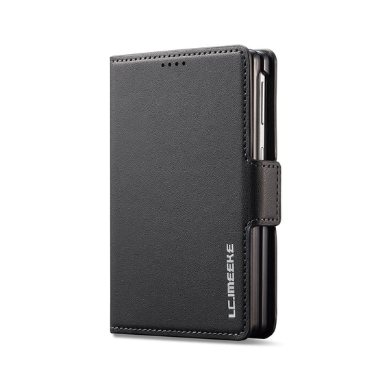 For Galaxy Z Fold8 5G LC.IMEEKE L1 Series Frosted Fine Texture PU Phone Case with Pen Slot, Pen Not Included(Black)