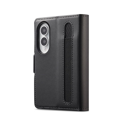 For Galaxy Z Fold8 5G LC.IMEEKE L1 Series Frosted Fine Texture PU Phone Case with Pen Slot, Pen Not Included(Black)