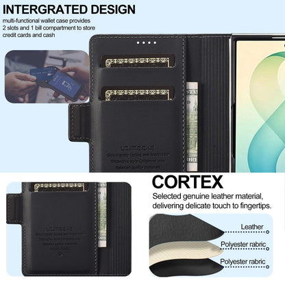 For Galaxy Z Fold8 5G LC.IMEEKE L1 Series Frosted Fine Texture PU Phone Case with Pen Slot, Pen Not Included(Black)
