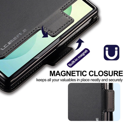 For Galaxy Z Fold8 5G LC.IMEEKE L1 Series Frosted Fine Texture PU Phone Case with Pen Slot, Pen Not Included(Black)