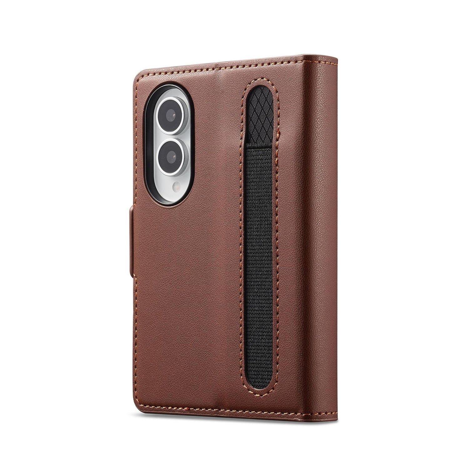 For Galaxy Z Fold8 5G LC.IMEEKE L1 Series Frosted Fine Texture PU Phone Case with Pen Slot, Pen Not Included(Brown)