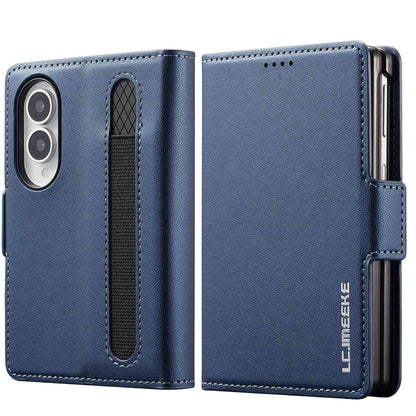 For Galaxy Z Fold8 5G LC.IMEEKE L1 Series Frosted Fine Texture PU Phone Case with Pen Slot, Pen Not Included(Blue)