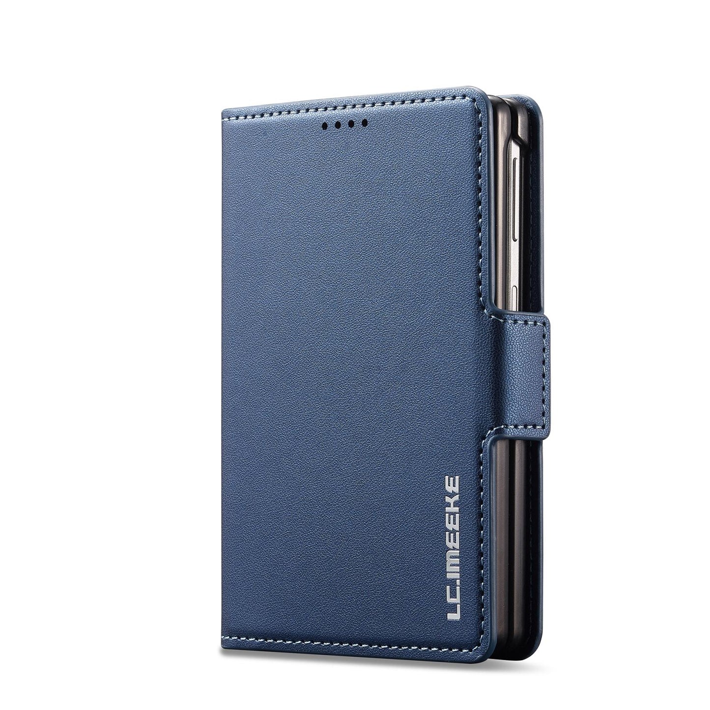 For Galaxy Z Fold8 5G LC.IMEEKE L1 Series Frosted Fine Texture PU Phone Case with Pen Slot, Pen Not Included(Blue)