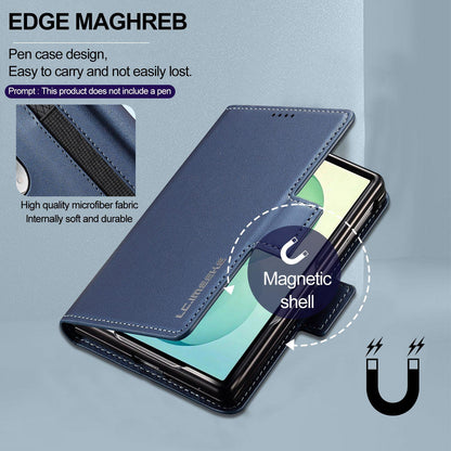 For Galaxy Z Fold8 5G LC.IMEEKE L1 Series Frosted Fine Texture PU Phone Case with Pen Slot, Pen Not Included(Blue)