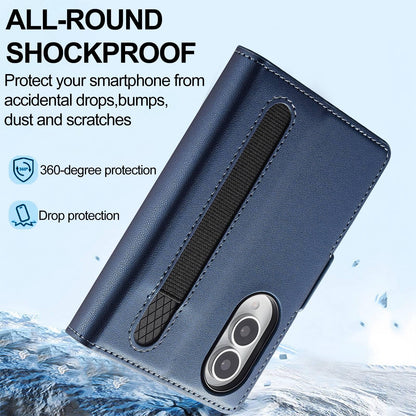 For Galaxy Z Fold8 5G LC.IMEEKE L1 Series Frosted Fine Texture PU Phone Case with Pen Slot, Pen Not Included(Blue)