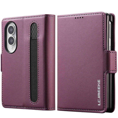 For Galaxy Z Fold8 5G LC.IMEEKE L1 Series Frosted Fine Texture PU Phone Case with Pen Slot, Pen Not Included(Purple)