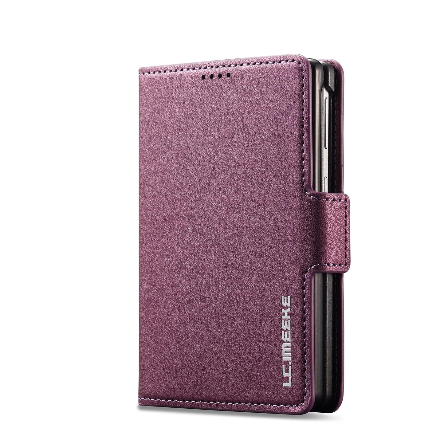 For Galaxy Z Fold8 5G LC.IMEEKE L1 Series Frosted Fine Texture PU Phone Case with Pen Slot, Pen Not Included(Purple)