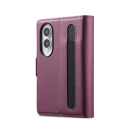 For Galaxy Z Fold8 5G LC.IMEEKE L1 Series Frosted Fine Texture PU Phone Case with Pen Slot, Pen Not Included(Purple)