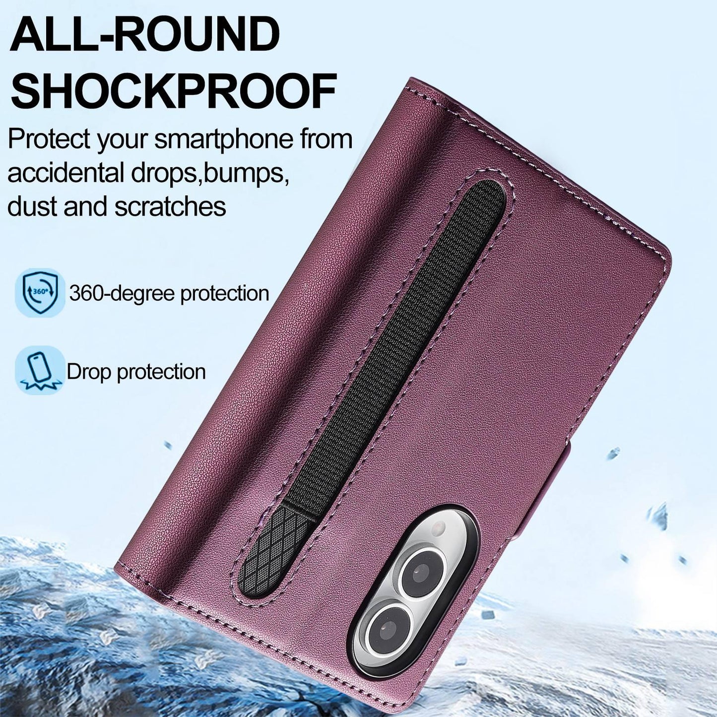 For Galaxy Z Fold8 5G LC.IMEEKE L1 Series Frosted Fine Texture PU Phone Case with Pen Slot, Pen Not Included(Purple)