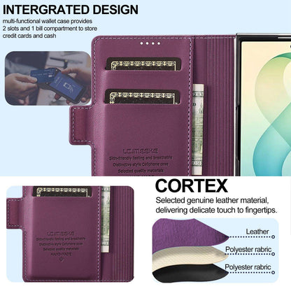 For Galaxy Z Fold8 5G LC.IMEEKE L1 Series Frosted Fine Texture PU Phone Case with Pen Slot, Pen Not Included(Purple)