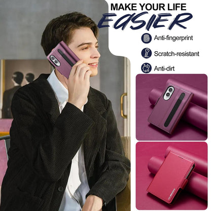For Galaxy Z Fold8 5G LC.IMEEKE L1 Series Frosted Fine Texture PU Phone Case with Pen Slot, Pen Not Included(Purple)