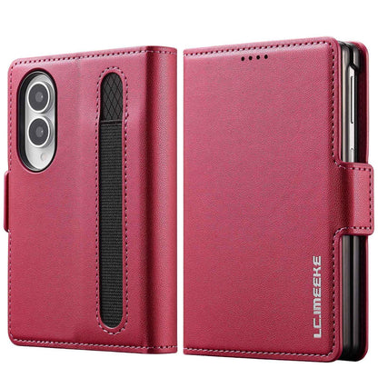 For Galaxy Z Fold8 5G LC.IMEEKE L1 Series Frosted Fine Texture PU Phone Case with Pen Slot, Pen Not Included(Red)