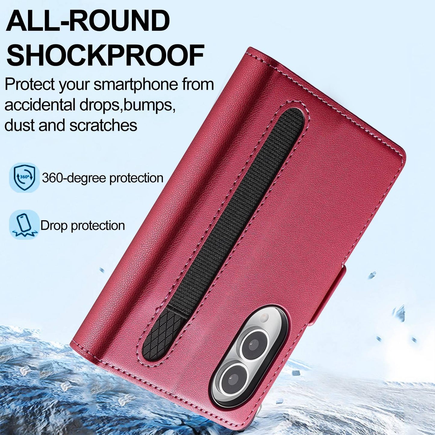 For Galaxy Z Fold8 5G LC.IMEEKE L1 Series Frosted Fine Texture PU Phone Case with Pen Slot, Pen Not Included(Red)