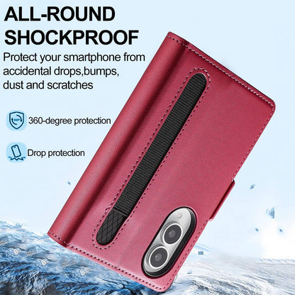For Galaxy Z Fold8 5G LC.IMEEKE L1 Series Frosted Fine Texture PU Phone Case with Pen Slot, Pen Not Included(Red)