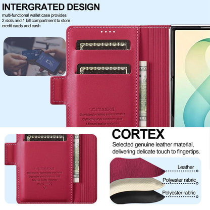 For Galaxy Z Fold8 5G LC.IMEEKE L1 Series Frosted Fine Texture PU Phone Case with Pen Slot, Pen Not Included(Red)