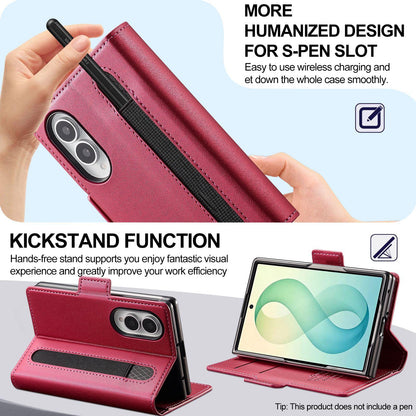 For Galaxy Z Fold8 5G LC.IMEEKE L1 Series Frosted Fine Texture PU Phone Case with Pen Slot, Pen Not Included(Red)