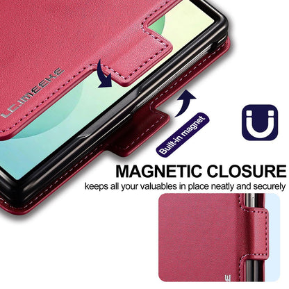 For Galaxy Z Fold8 5G LC.IMEEKE L1 Series Frosted Fine Texture PU Phone Case with Pen Slot, Pen Not Included(Red)