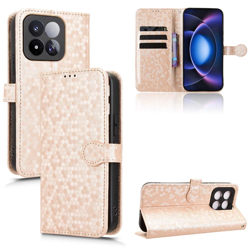 For Xiaomi 17 Max 5G Honeycomb Dot Texture Leather Phone Case - Gold - EDA007130911B