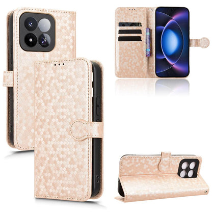 For Xiaomi 17 Max 5G Honeycomb Dot Texture Leather Phone Case - Gold - EDA007130911B