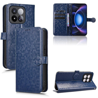 For Xiaomi 17 Max 5G Honeycomb Dot Texture Leather Phone Case - Blue - EDA007130911C