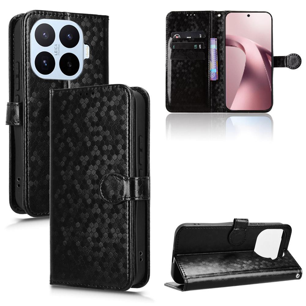 For Xiaomi 17T Pro 5G Honeycomb Dot Texture Leather Phone Case - Black - EDA007130912A