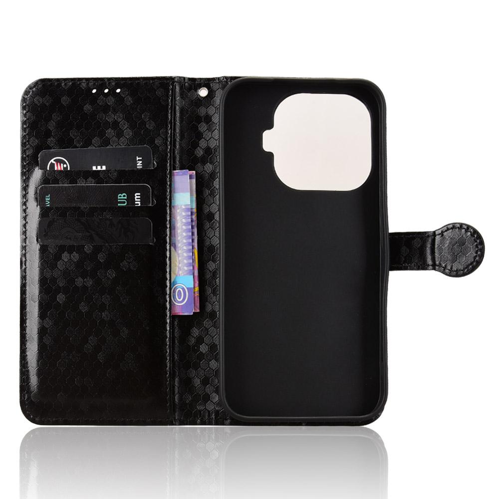 For Xiaomi 17T Pro 5G Honeycomb Dot Texture Leather Phone Case - Black - EDA007130912A