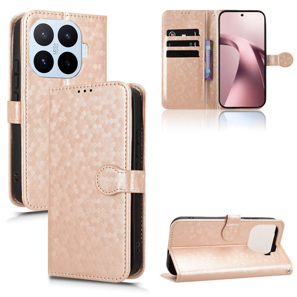 For Xiaomi 17T Pro 5G Honeycomb Dot Texture Leather Phone Case - Gold - EDA007130912B
