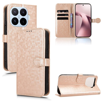 For Xiaomi 17T Pro 5G Honeycomb Dot Texture Leather Phone Case - Gold - EDA007130912B