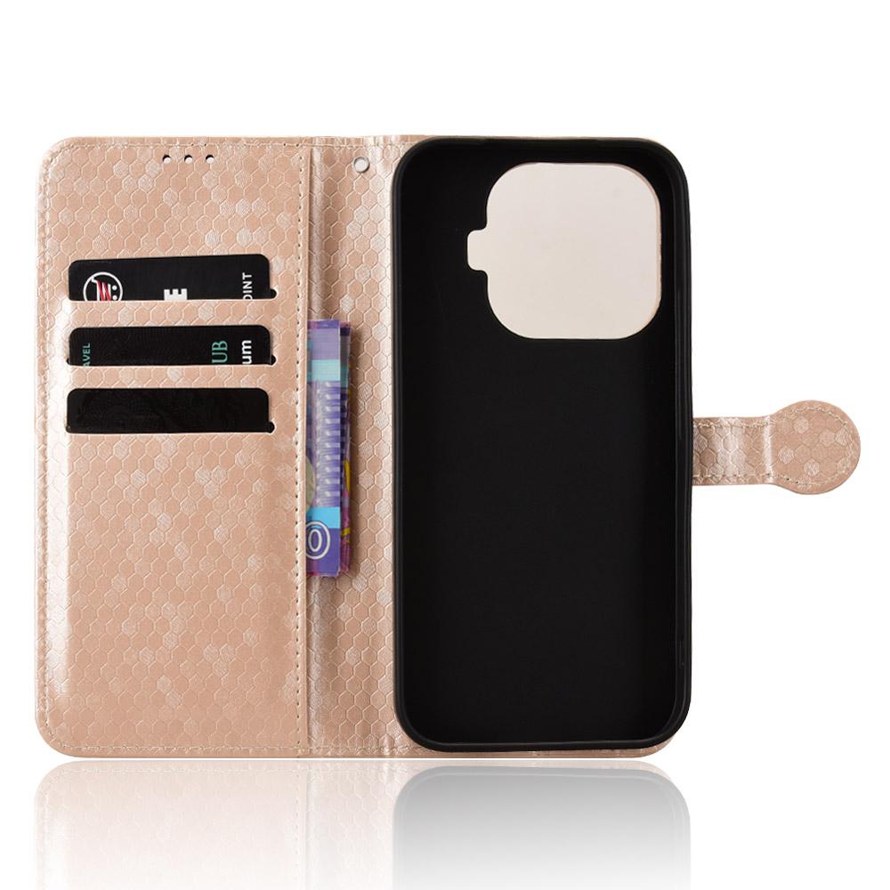 For Xiaomi 17T Pro 5G Honeycomb Dot Texture Leather Phone Case - Gold - EDA007130912B