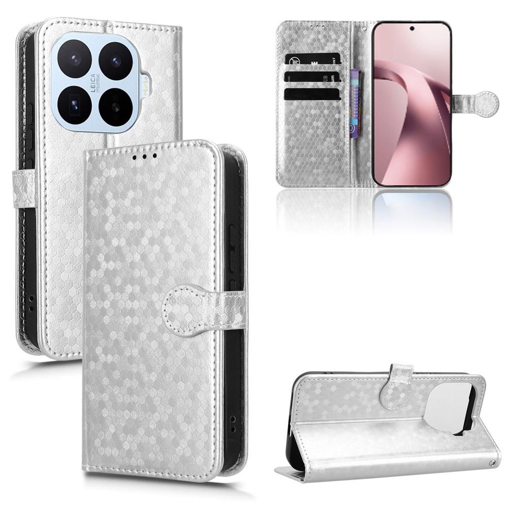 For Xiaomi 17T Pro 5G Honeycomb Dot Texture Leather Phone Case - Silver - EDA007130912E