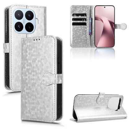 For Xiaomi 17T Pro 5G Honeycomb Dot Texture Leather Phone Case - Silver - EDA007130912E