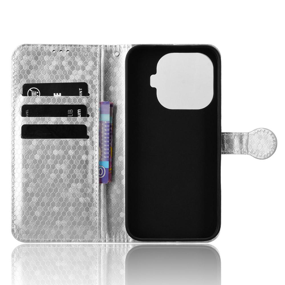 For Xiaomi 17T Pro 5G Honeycomb Dot Texture Leather Phone Case - Silver - EDA007130912E