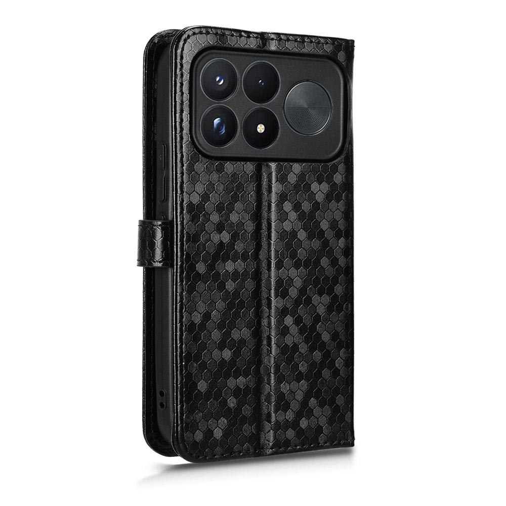 For Poco F9 Ultra 5G / Redmi K100 Pro Max 5G Honeycomb Dot Texture Leather Phone Case - Black - EDA007130914A
