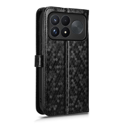 For Poco F9 Ultra 5G / Redmi K100 Pro Max 5G Honeycomb Dot Texture Leather Phone Case - Black - EDA007130914A
