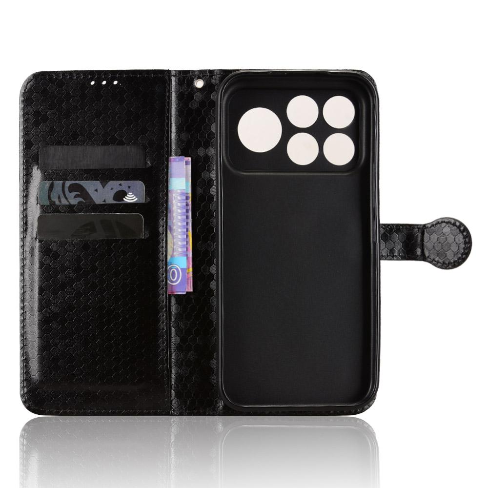 For Poco F9 Ultra 5G / Redmi K100 Pro Max 5G Honeycomb Dot Texture Leather Phone Case - Black - EDA007130914A