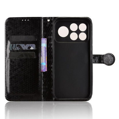For Poco F9 Ultra 5G / Redmi K100 Pro Max 5G Honeycomb Dot Texture Leather Phone Case - Black - EDA007130914A