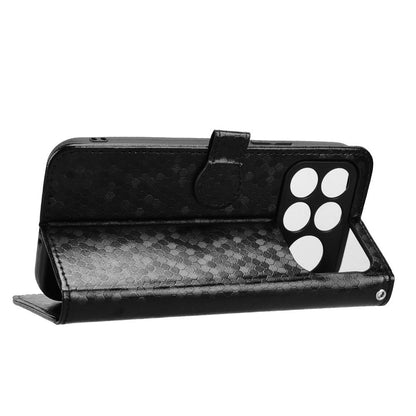 For Poco F9 Ultra 5G / Redmi K100 Pro Max 5G Honeycomb Dot Texture Leather Phone Case - Black - EDA007130914A