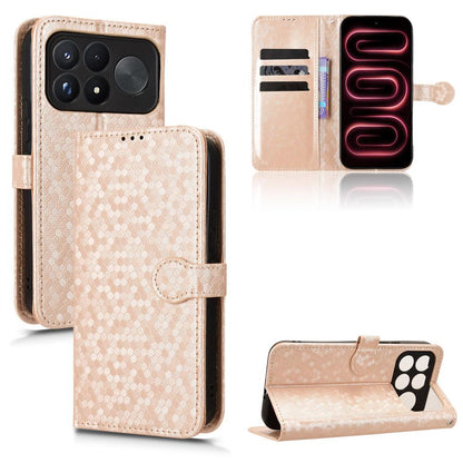 For Poco F9 Ultra 5G / Redmi K100 Pro Max 5G Honeycomb Dot Texture Leather Phone Case - Gold - EDA007130914B
