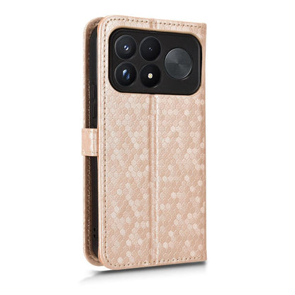 For Poco F9 Ultra 5G / Redmi K100 Pro Max 5G Honeycomb Dot Texture Leather Phone Case - Gold - EDA007130914B