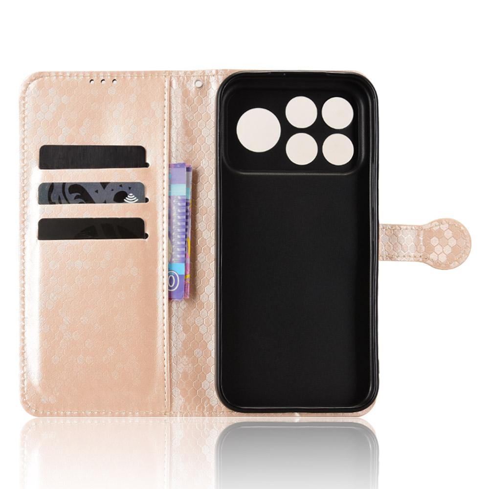 For Poco F9 Ultra 5G / Redmi K100 Pro Max 5G Honeycomb Dot Texture Leather Phone Case - Gold - EDA007130914B