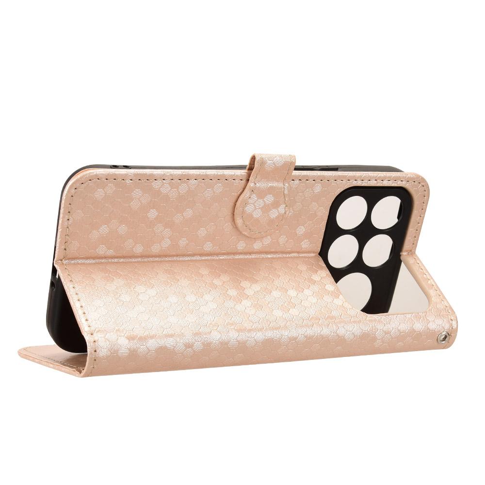 For Poco F9 Ultra 5G / Redmi K100 Pro Max 5G Honeycomb Dot Texture Leather Phone Case - Gold - EDA007130914B